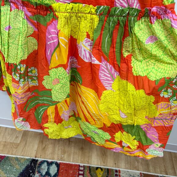 $275 Farm Rio Colorful Flower Floral Long Maxi Dress Medium Boho Vacation - Picture 6 of 9